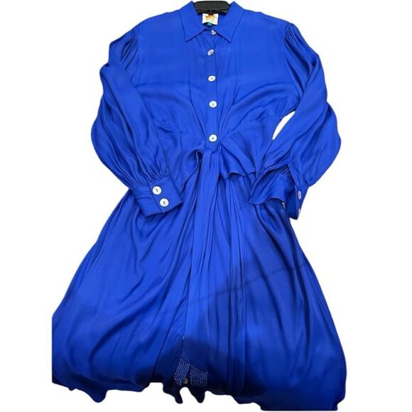 Farm Rio NWT Knotted Midi Dress in Blue Size Small - Picture 9 of 16